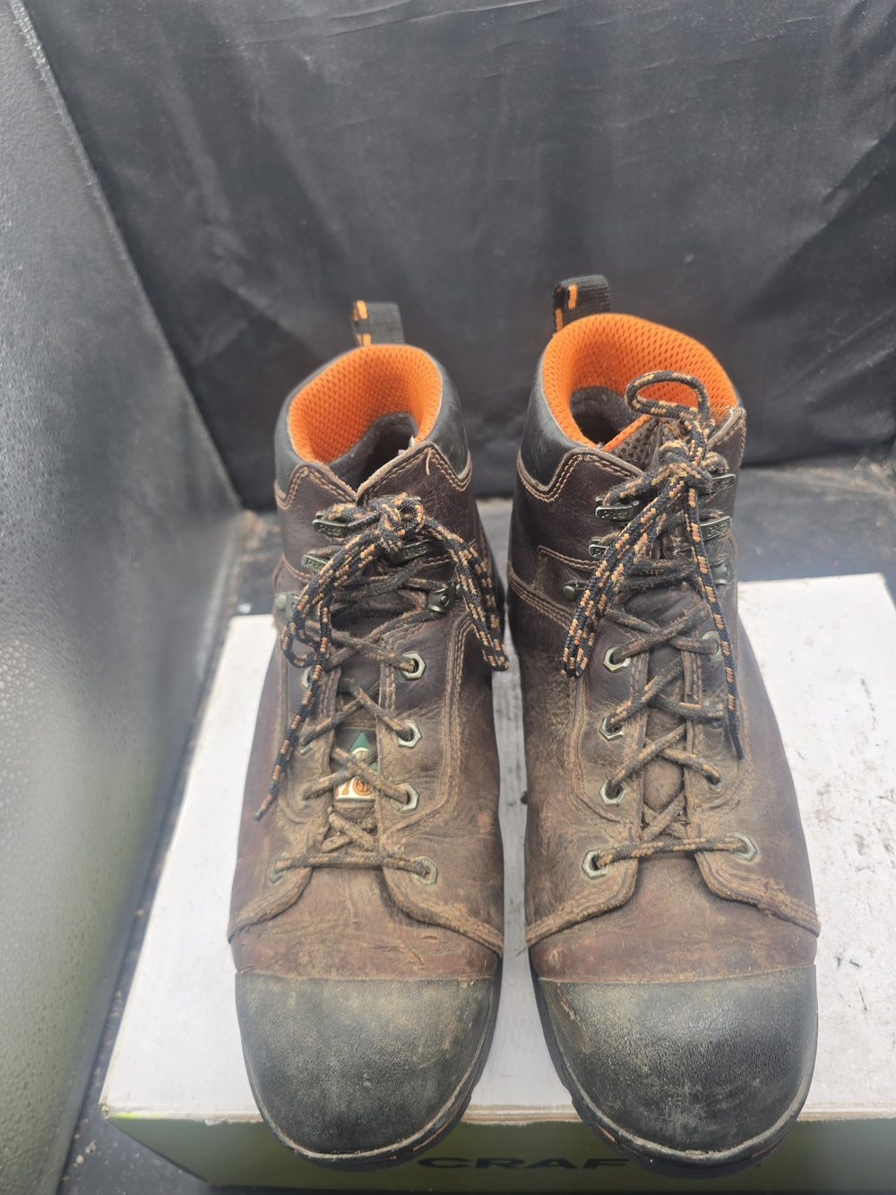 Timberland PRO Brown Leather Work Boots with Orange Lining